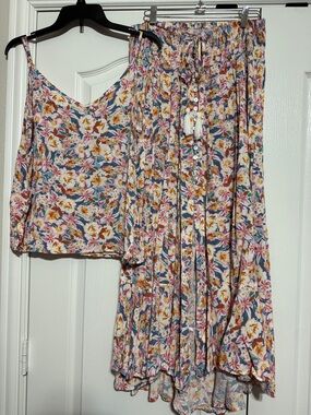 Cynthia Rowley Floral Cami & Skirt Set in Pink, Blue, Cream & Yellow